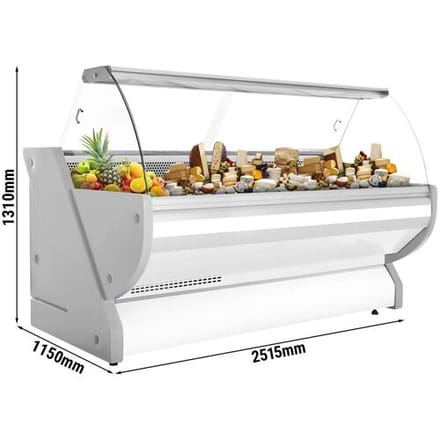 GGM Gastro Kühl-/ Fleischtheke - 2500mm - Weiß - mit Fleischlicht & beleuchteter Frontblende Grijs