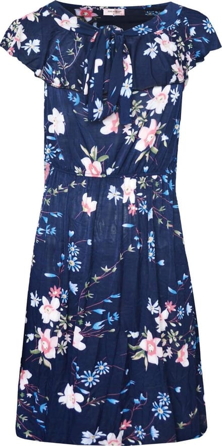 Dames jurk gebloemd polyester blauw one size 38 t/m 42