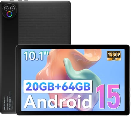 10.1 inch Tablets - Android 16 Tablet - 24(3+21)GB RAM/64GB ROM– 6000mAh - Wifi 6 - Zwart