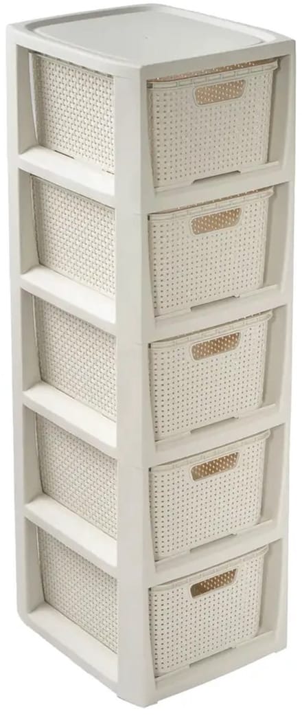 BranQ - Ladesysteem - Kast met 5 manden - antiek wit