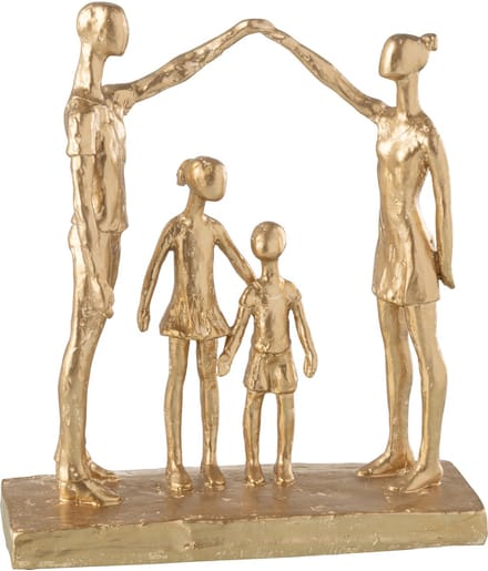 J-Line decoratie Familie spelend - polyresin - goud