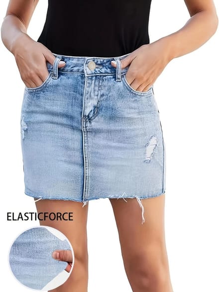 Livano Spijkerrok - Rok - Jeansrok Dames - Denim - Spijkerjurk - M