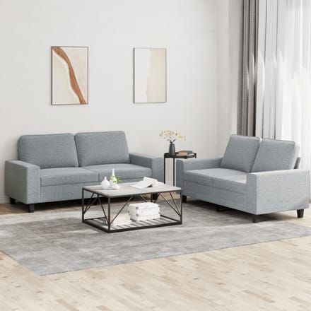 vidaXL - 2-delige - Loungeset - stof - lichtgrijs
