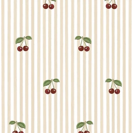Baby behang Dekornik Little Cherries On Stripes