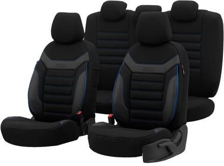 Stoelhoezenset Individual zwart-blauw (complete set)