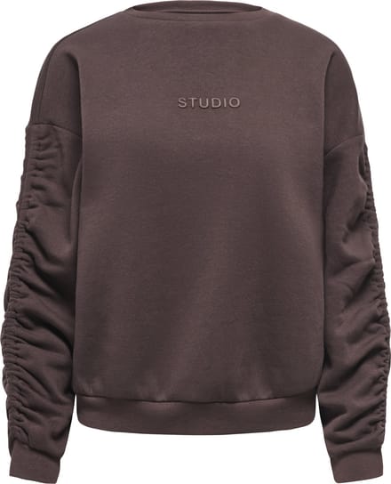 Only Trui Onlsweat L/s Ruched Crew Swt 15382073 Coffee Bean/brown Stud Dames Maat - S