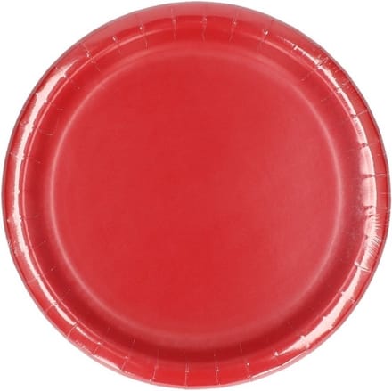 Feest bordjes - set 40x stuks - rood - dia 23 cm - Wegwerpborden - karton - Feestartikelen