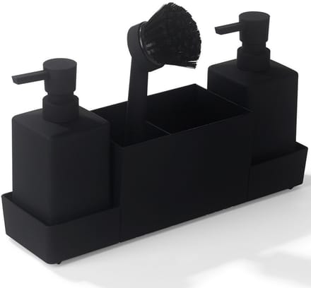EXCITAT Gootsteenorganizer - Afwasmiddeldispenser - Opbergaccessoire - Keuken, Badkamer - Zwart