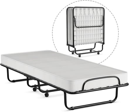Opklapbed met matras - Logeerbed inklapbaar - Extra slaapplek - Traagschuim matras - 190 x 80 cm - Wit