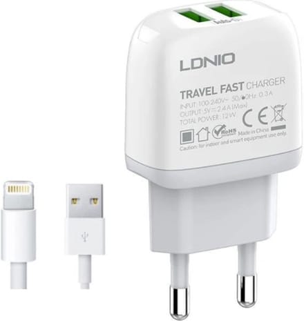 Originele Oplader - USB-A naar 8 pin- 12W - 1m Twee Usb Eu Plug snellaadfunctie