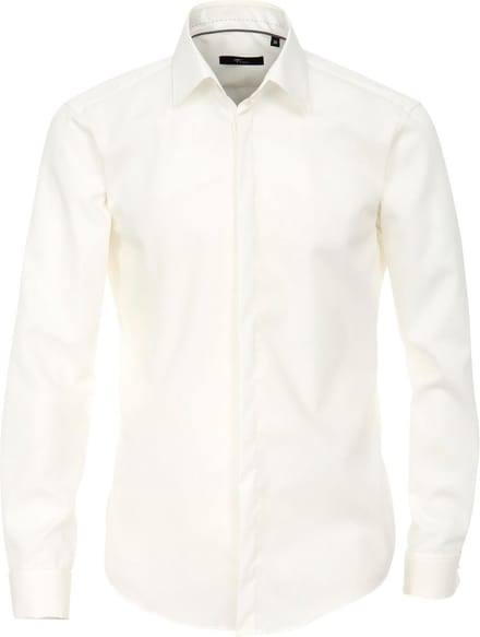 VENTI modern fit smoking overhemd - dubbele manchet en Kent kraag - popeline - beige - Strijkvrij - Boordmaat: 37 (EU maat: S)