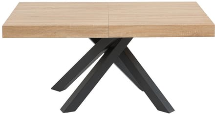 Vente-unique Uitschuifbare eettafel 6 tot 10 personen van MDF en hevea - Naturel en zwart - CATONAV