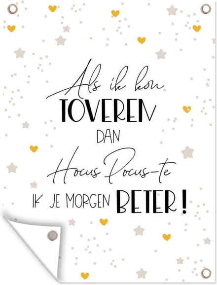Tuin decoratie Beterschap - Spreuken - Stippen - Hocus pocus - 30x40 cm - Tuindoek