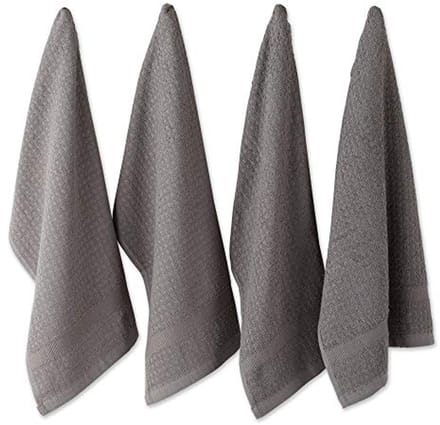 Theedoeken set van 4 - 100% katoen wafeldoek 38 cm x 66 cm grijs