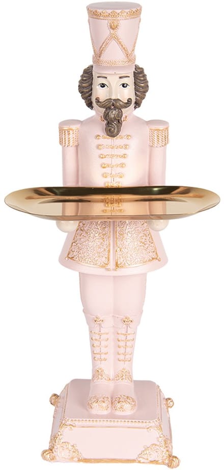 Clayre & Eef Kerstdecoratie Beeld Notenkraker 18x17x40 cm Roze Kunststof