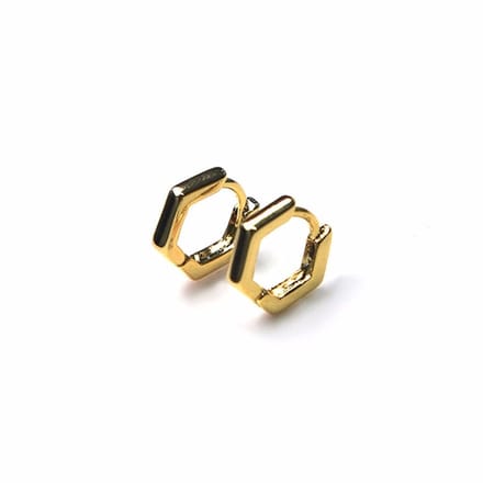 Rectangular Hoop Earrings Gold 14K