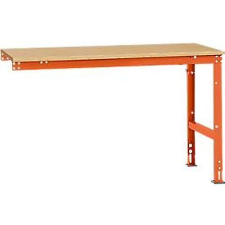 Manuflex aanbouwtafel UNIVERSAL Standaard, 1500 x 800 mm, multiplex natuur, roodoranje