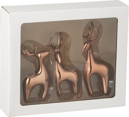 J-Line figuur Rendier - polyresin - koper - set van 3