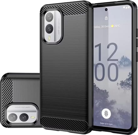 Hoesje geschikt voor Nokia X30 - Techsuit Carbon Silicone Back Cover - Zwart