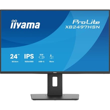 iiyama ProLite XB2497HSN-B1 - 24 inch - Full HD - IPS - USB-Hub (4x) - verstelbaar - USB-C Dock