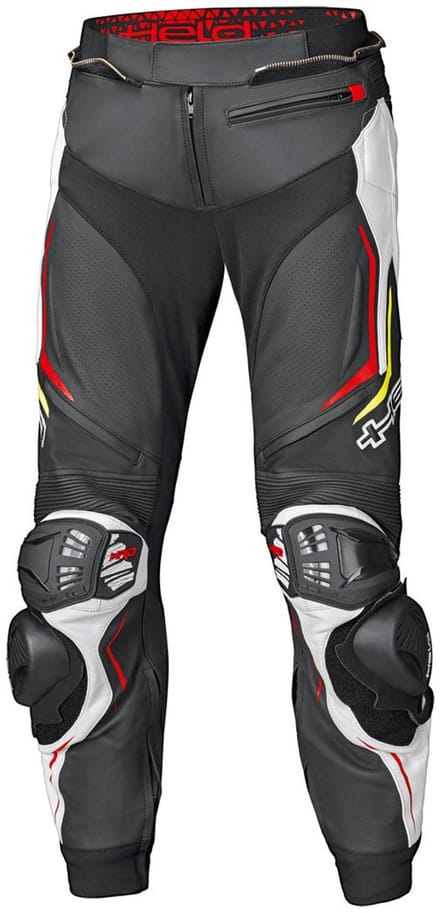 Held Grind II Zwart Wit Rood Leren Motorbroek - Broek