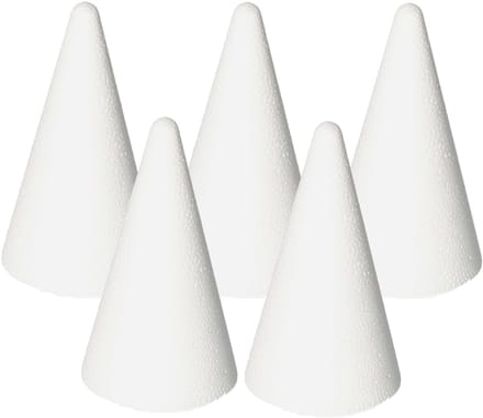 Piepschuim kegels - 5x - wit - H12 cm - styropor vorm - Hobby/diy -knutselmateriaal -basis materiaal