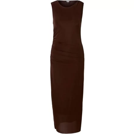 Urban Classics - Ruffled Mesh Lange jurk - M - Bruin