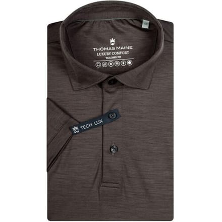 Thomas Maine Polo Wool Short Sleeve Luxury Comfort Bruin / male