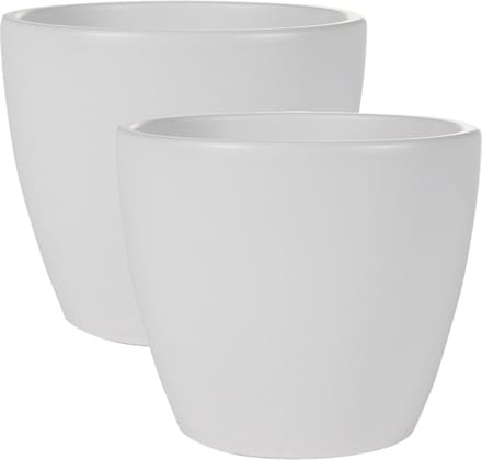 Ter Steege Bloempot - 2x stuks - wit - glans - Scandinavisch - 13 x 16 cm - plantenpot