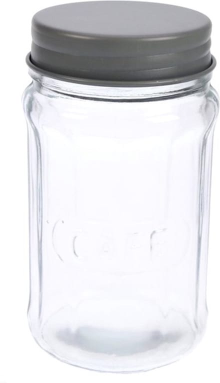 Glazen pot met deksel "café" 16,5x9x8cm