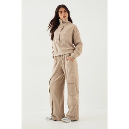 Dames DSGN Studio Geborstelde Rib Cargo Jogger | Stone | Maat: Small