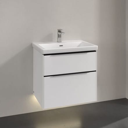 Villeroy & Boch Subway 3.0 vanity unit 62.2 cm, 2 drawers, handles volcano black C576L1VE