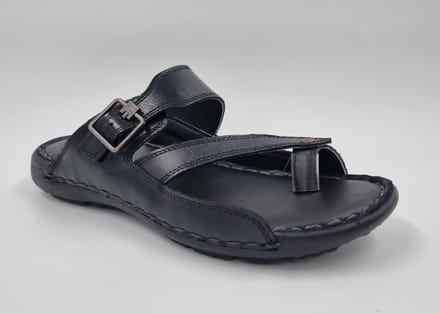 FLICK - Heren Slippers - Heren Teenslippers - Echt Leer - Zwart - Maat 40