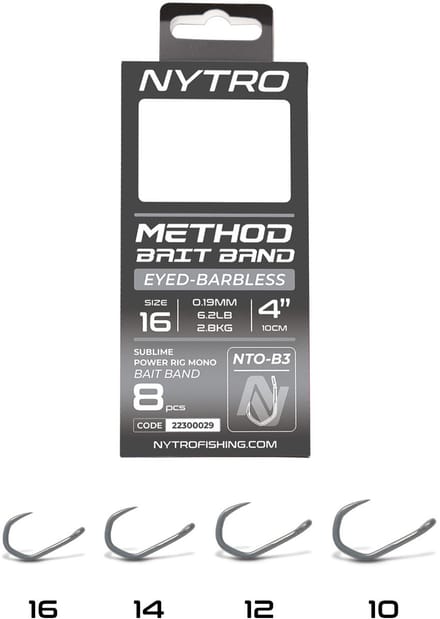 Nytro NTO-B3 Barbless Method Latex Bait Band Rigs – 10 Cm #12 – 0.23mm - 9lb