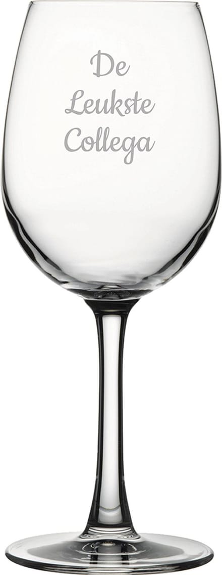 Gegraveerde witte wijnglas 36cl De Leukste Collega