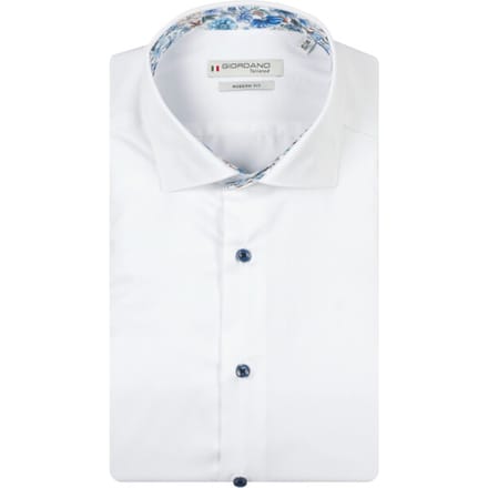 Giordano - Korte Mouw Overhemd - Mannen - M - Wit - Katoen - 616815