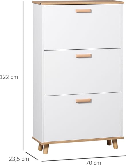 HOMCOM Klapbare schoenenkast - Spaanplaat - 70x23,5x122cm - Wit