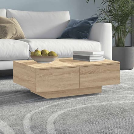 vidaXL - Salontafel - 90x60x31 - cm - bewerkt - hout - sonoma - eikenkleurig