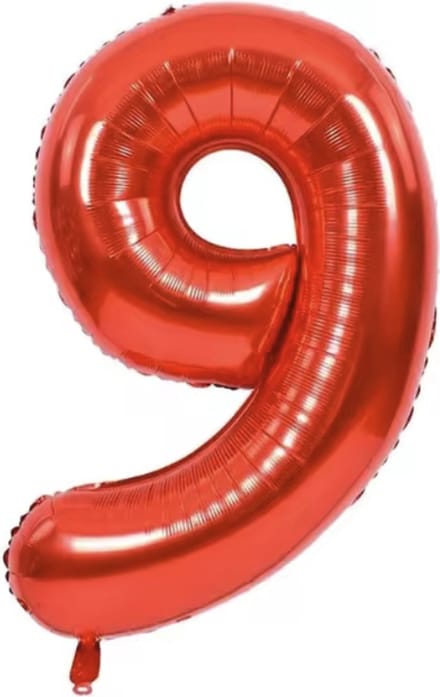 Scoby - Cijerballon - Folieballon - XL 100cm - Rood - Cijfer 9