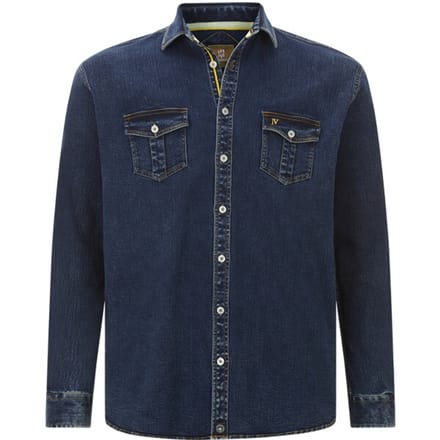 Jan Vanderstorm herren Denim Overhemd - 45/46 - donkerblauw - Plus Size