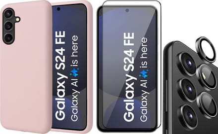Hoesje geschikt voor Samsung Galaxy S24 FE - Screenprotector Volledig Dekkend Glas & Camera Protector - Mat Back Case Roze