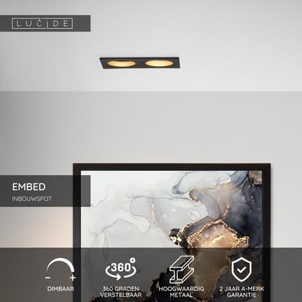 Lucide EMBED - Inbouwspot - 2xGU10 - Zwart