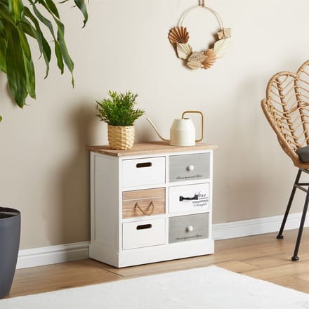 SALVA-ladekast met 6 lades in vintage-stijl