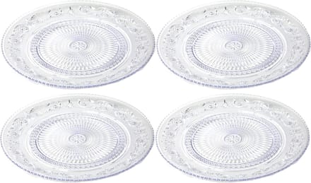 PlasticForte Onbreekbare Dinerborden - 4x - kunststof - kristal stijl - transparant - Dia 31 cm