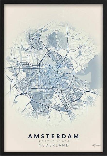 Poster Amsterdam A2 - 42 x 59,4 cm (Exclusief Lijst)