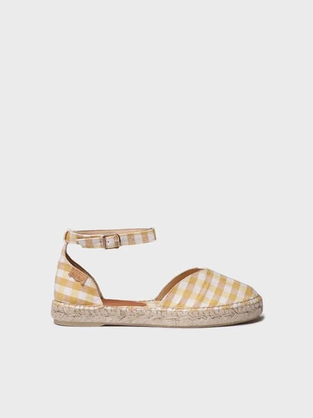Platte espadrilles voor dames met ruitjesprint | NURI-VH