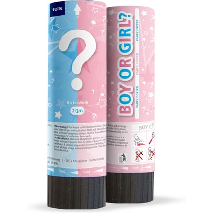 PartyPopper Gender reveal Boy or Girl - 2 stuks