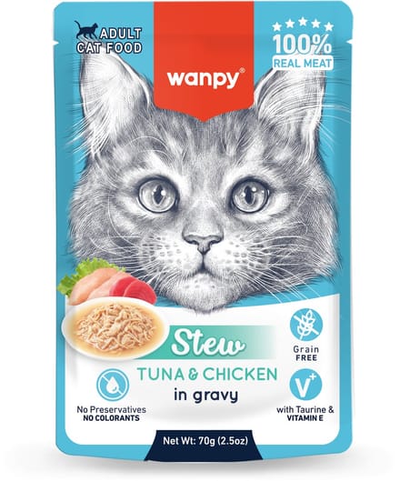 Wanpy - Stoofpot Tonijn en Kip - Kattenvoer - Natvoer - 10 stuks van 70gram