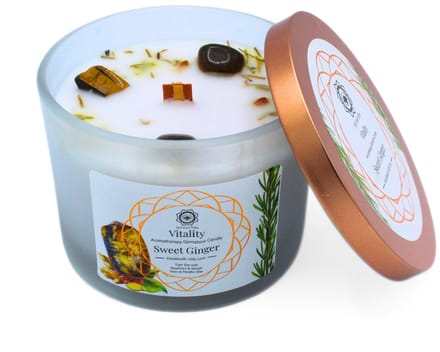 Green Tree - Edelsteenkaars - Vitality - Tijgeroog - Sweet Ginger - Gemstone Candle - 256g