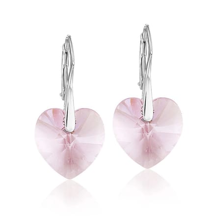 Montebello Oorbellen Edrea Roze - 925 Zilver - Swarovski Hart - Ø14x30mm
